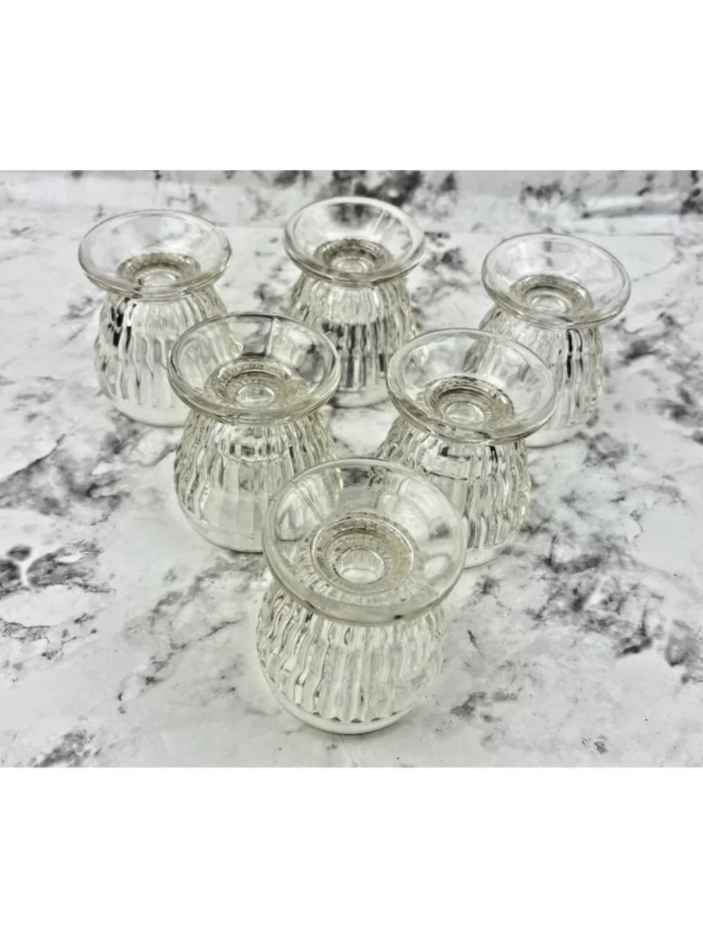 *Jeanette 6 Child’s Pedestal Glass Ice Cream Sundae Cup Egg Codder Vtg 1940-50’s